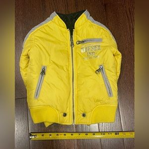 Diesel Kids Black And Yellow Reversible Varsity Bomber Jacket Size 4